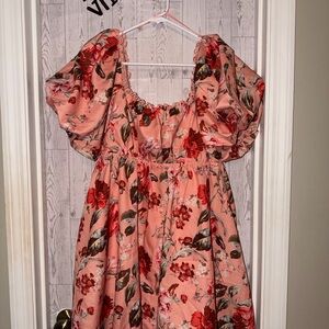 Floral Puff Sleeve cocktail Dress